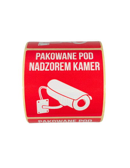 Etykiety Pakowane pod nadzorem kamer Rolka 500 szt.