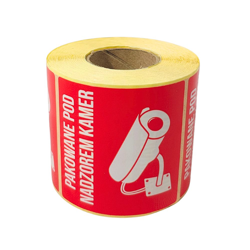 Etykiety Pakowane pod nadzorem kamer Rolka 500 szt.