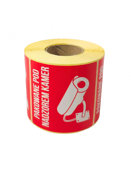 Etykiety Pakowane pod nadzorem kamer Rolka 500 szt.