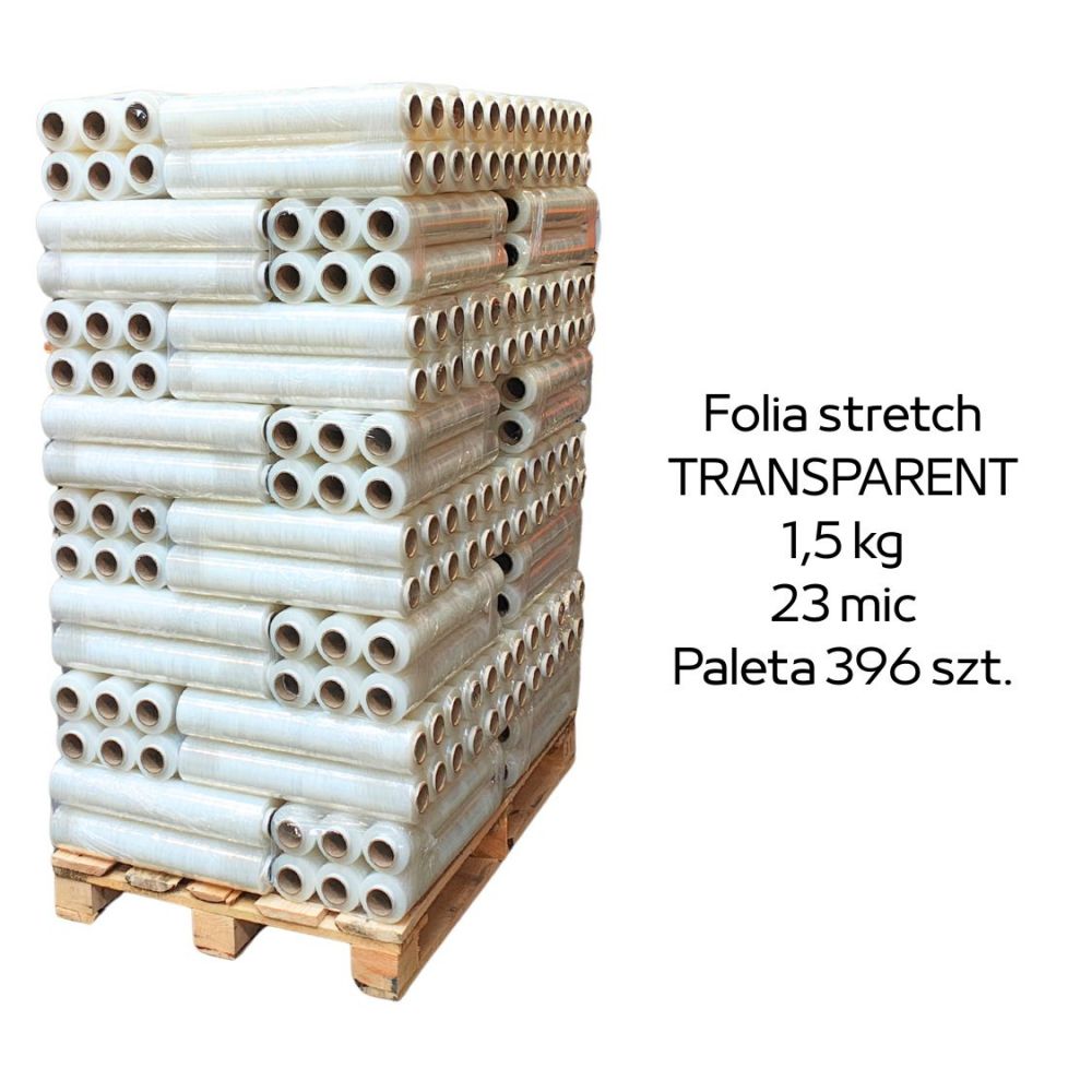 Paleta 396 sztuk transparentnej folii stretch 1,5kg