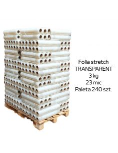 Paleta 240 sztuk transparentnej folii stretch 3kg
