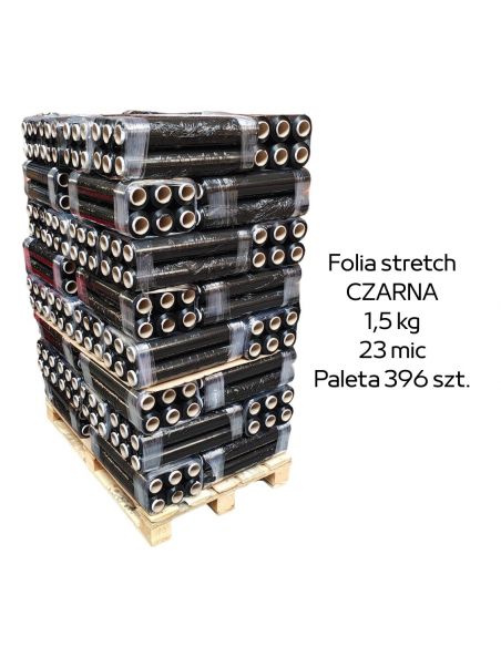 Paleta 396 sztuk czarnej folii stretch 1,5kg