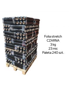 Paleta 240 sztuk czarnej folii stretch 3kg