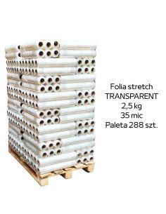 Paleta 288 sztuk transparentnej folii stretch 2,5kg