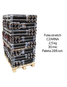 Paleta 288 sztuk czarnej folii stretch 2,5kg