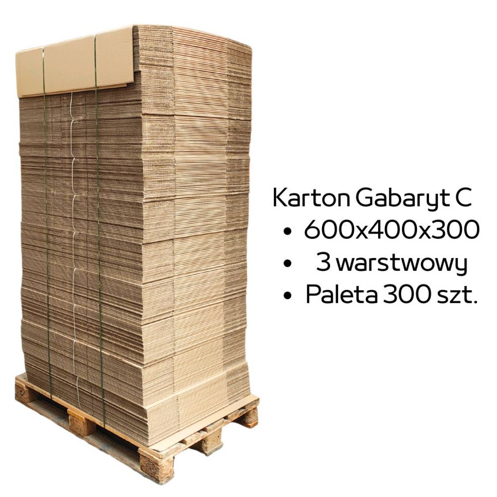 Paleta 300 sztuk kartonów 600x400x300 3w InPost Gabaryt C