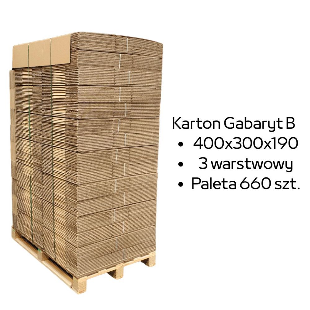 Paleta 660 sztuk kartonów 400x300x190 3w InPost Gabaryt B