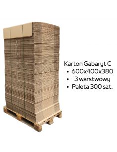 Paleta 300 sztuk kartonów 600x400x380 3w InPost Gabaryt C