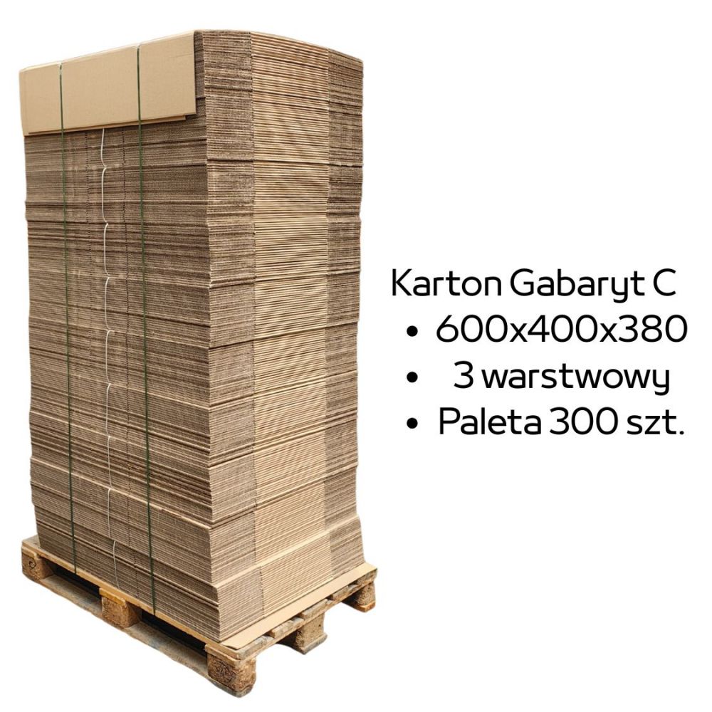 Paleta 300 sztuk kartonów 600x400x380 3w InPost Gabaryt C