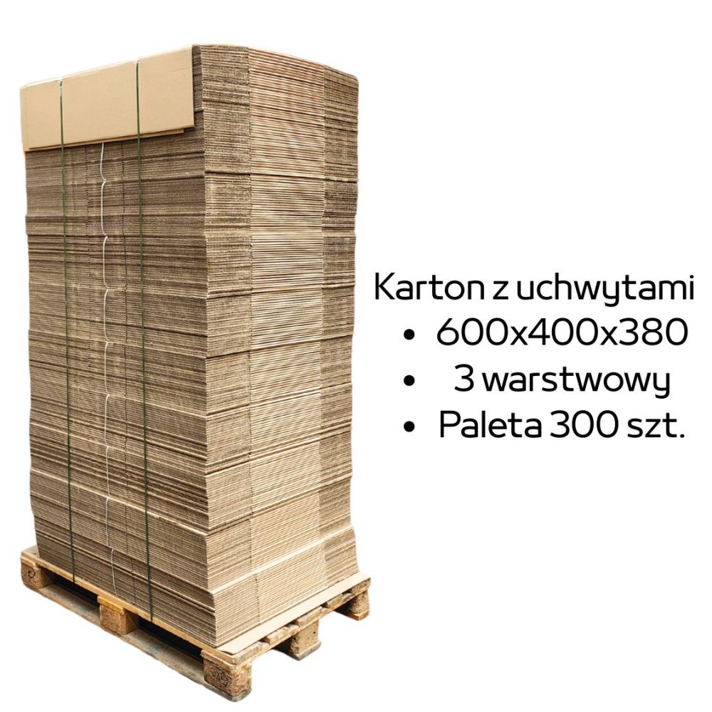 Paleta 300 sztuk kartonów do przeprowadzki 600x400x380 3w