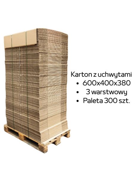 Paleta 300 sztuk kartonów do przeprowadzki 600x400x380 3w