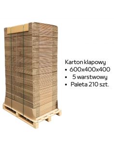 Paleta 210 sztuk kartonów 600x400x400 5w 640 g/m2