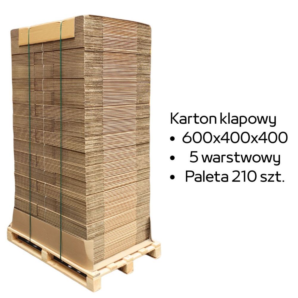 Paleta 210 sztuk kartonów 600x400x400 5w 640 g/m2
