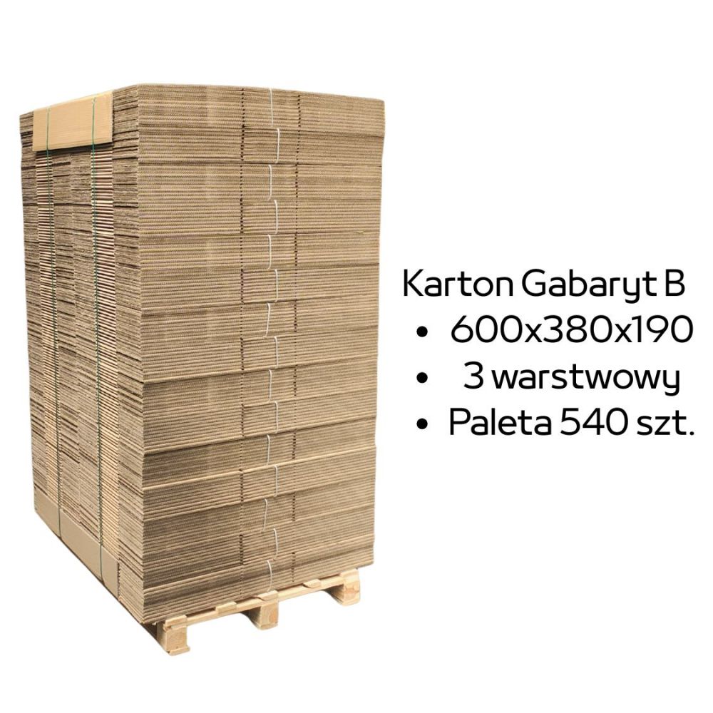 Paleta 540 sztuk kartonów 600x380x190 3w InPost Gabaryt B