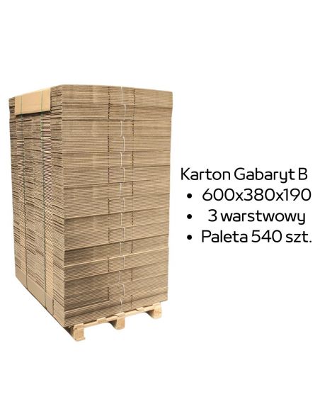 Paleta 540 sztuk kartonów 600x380x190 3w InPost Gabaryt B