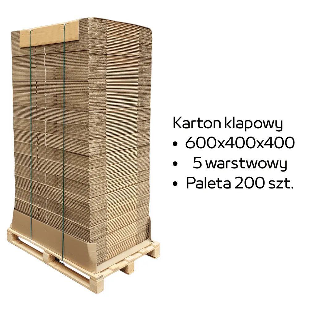 Paleta 200 sztuk kartonów 600x400x400 5w BC 735 g/m2