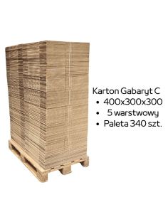 Paleta 340 sztuk kartonów 400x300x300 5w BC 640 g/m2