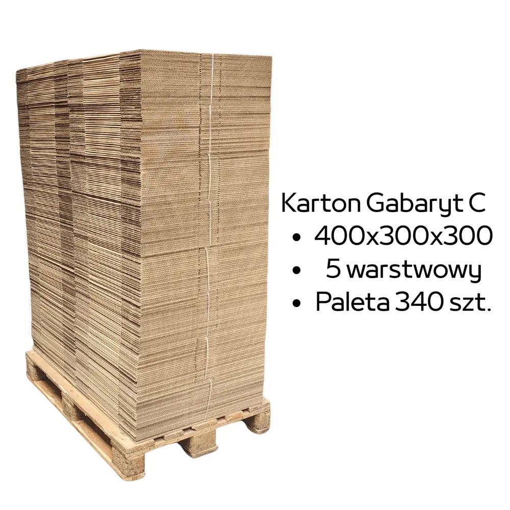 Paleta 340 sztuk kartonów 400x300x300 5w BC 640 g/m2