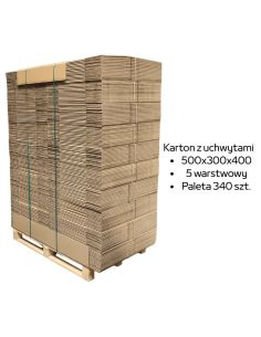 Paleta 340 sztuk kartonów do przeprowadzki 500x300x400 5w