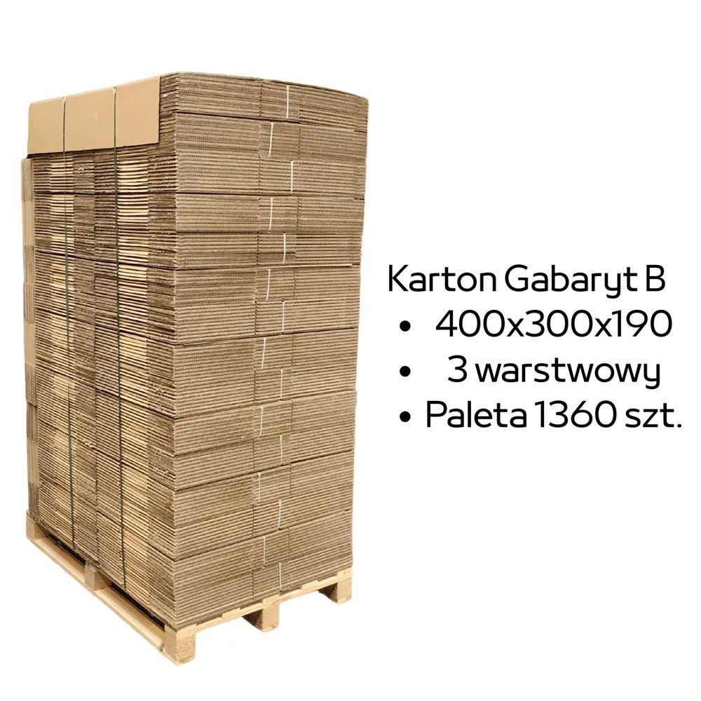 Paleta 1360 sztuk kartonów 400x300x190 3w InPost Gabaryt B