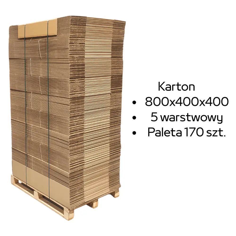 Paleta 170 sztuk kartonów 800x400x400 5w BC 640 g/m2