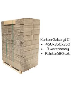 Paleta 680 sztuk kartonów 450x350x350 3w B 400 g/m2