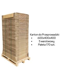 Paleta 170 sztuk kartonów do przeprowadzek 600x400x400 5w