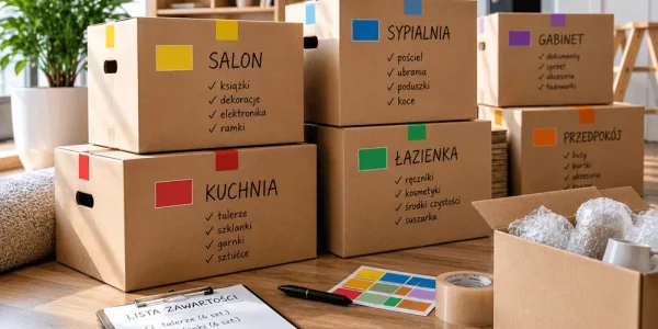 Kolorowe oznaczenia kartonów przy przeprowadzce – jak przypisać kolory do pomieszczeń?